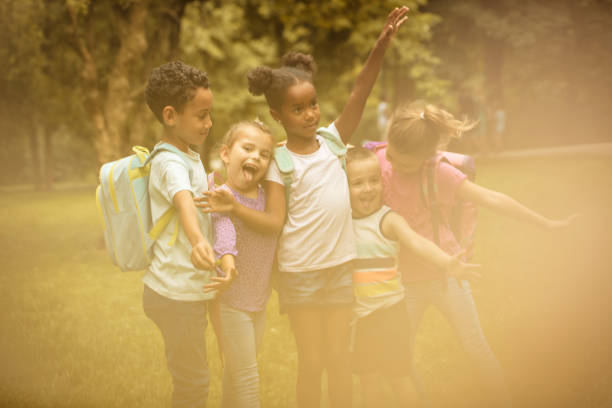 istock Happy and silly. Little school friends. 1019274274