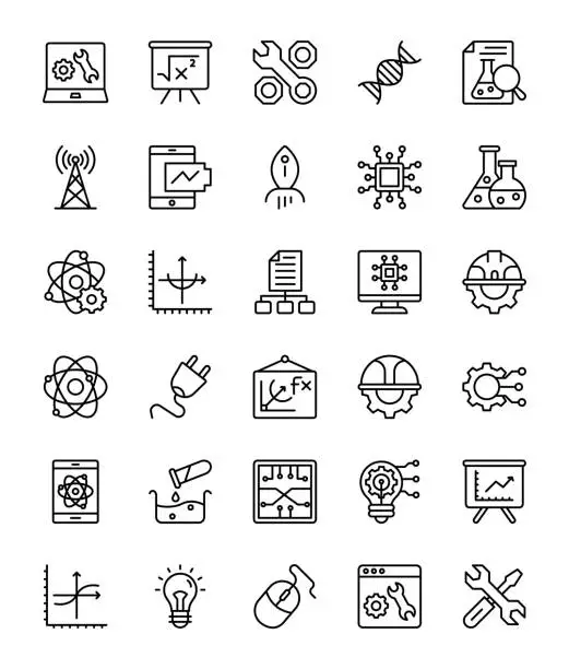 Vector illustration of Information Technology Line Vector Icons