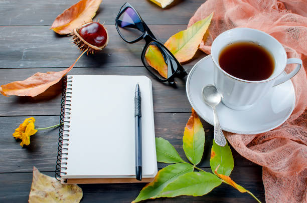 istock Cup of tea and autumnal fallen leaves 1019282536