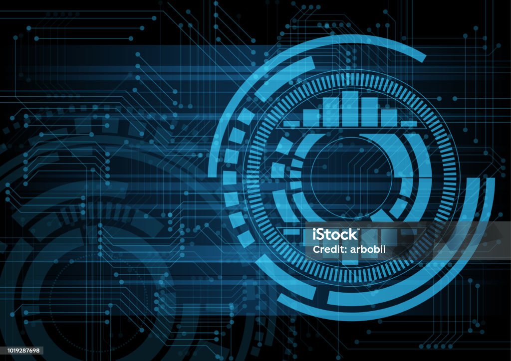 Abstract Blue Computer Technology Background With Circle Tech And ...