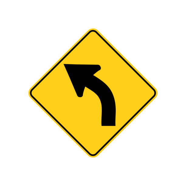 istock USA traffic road signs. left curve ahead. vector illustration 1019295478