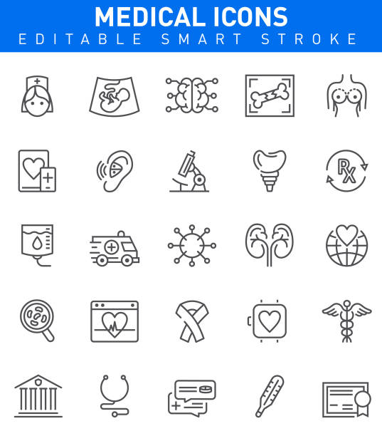 ilustraciones, imágenes clip art, dibujos animados e iconos de stock de iconos médicos. movimiento editable - kidney cancer