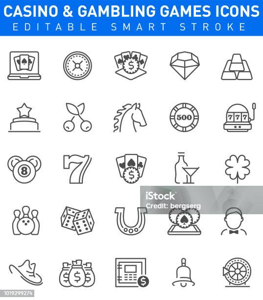 Casino Och Gambling Spel Ikoner Redigerbara Stroke-vektorgrafik och fler bilder på Ikon