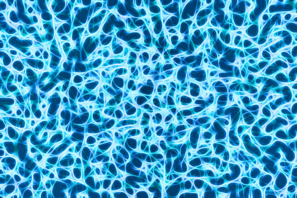 istock Blue neon background with patterns of glowing fractals. 1019306292