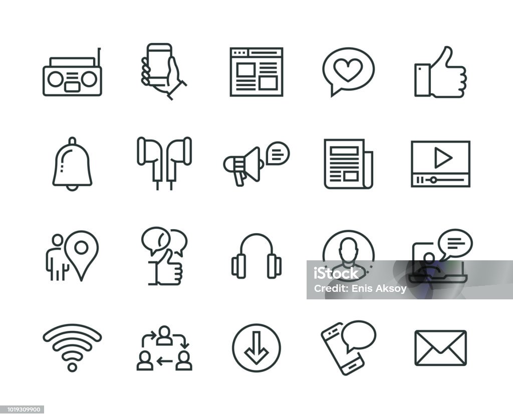 Social Media Icon Set Headphones stock vector