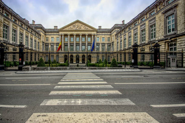 belgijski parlament federalny, bruksela - european parliament government flag europe zdjęcia i obrazy z banku zdjęć