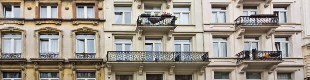 Brussels apartments with balconies Brussels apartments with balconies, cropped to form a web banner format. houses in brussels stock pictures, royalty-free photos & images