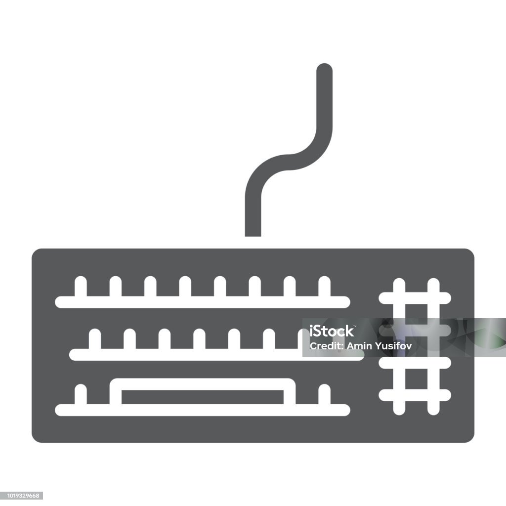 Keyboard glyph icon, electronic and device, keypad sign, vector graphics, a solid pattern on a white background, eps 10. Alphabet stock vector
