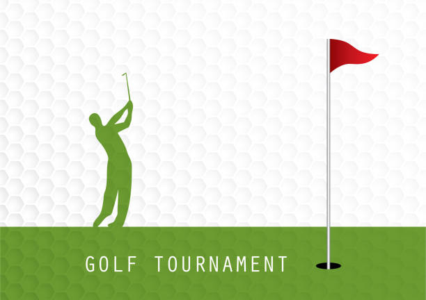 ゴルフ大会招待状チラシ テンプレート グラフィック デザイン - ゴルフの旗点のイラスト素材／クリップアート素材／マンガ素材／アイコン素材