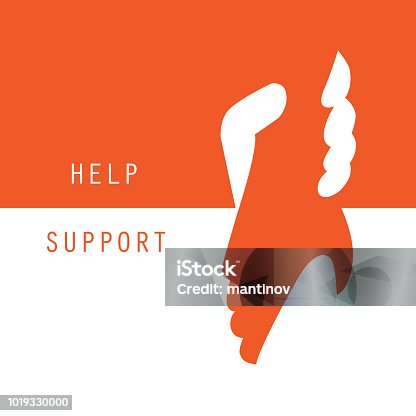 istock Help and support hands holding together vector graphic design background 1019330000