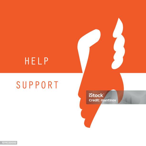 Help And Support Hands Holding Together Vector Graphic Design Background Stock Illustration - Download Image Now
