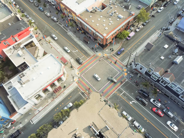 istock Top view Rainbow crosswalk in Castro District, San Francisco 1019330192