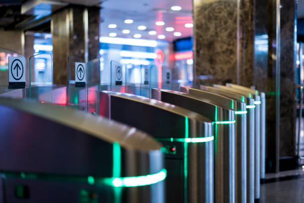 subway metro turnstile entrance gateway with electronic card access