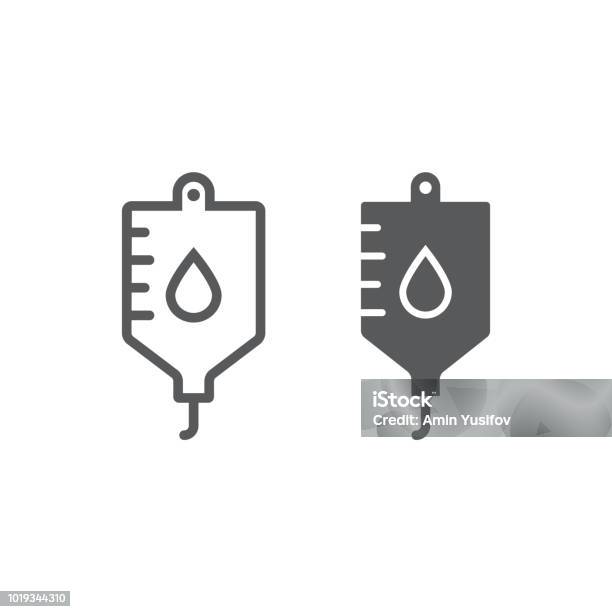 Blood Bag Line And Glyph Icon Hospital And Medicine Iv Bag Sign Vector Graphics A Linear Pattern On A White Background Eps 10 Stock Illustration - Download Image Now