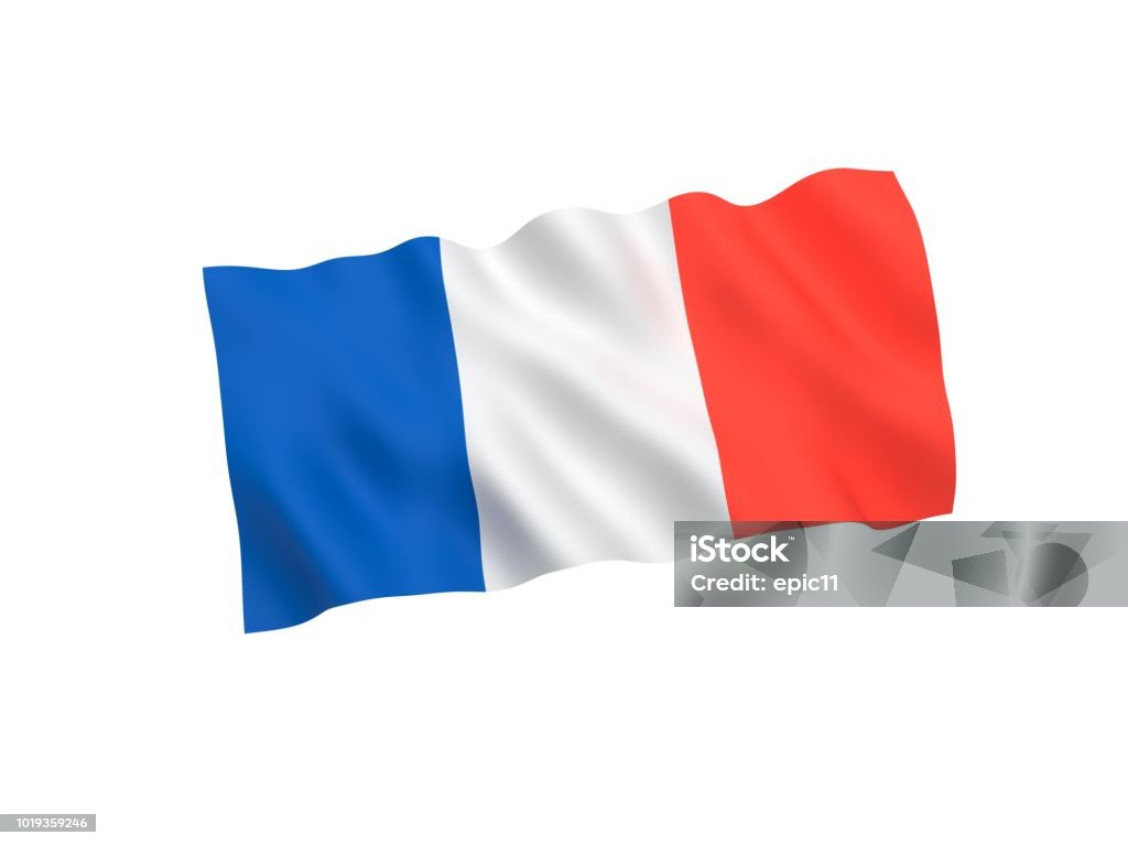 Bandera de Francia en fondo blanco - Ilustración de stock de Bandera libre de derechos