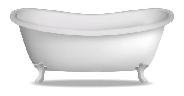 Bathtub mockup, realistic style Bathtub mockup. Realistic illustration of bathtub vector mockup for web design isolated on white background bathtub illustrations stock illustrations