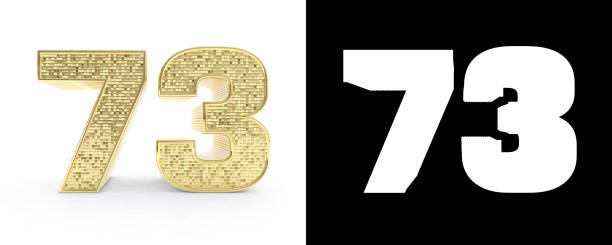 istock Golden number seventy three (number 73) on white background with drop shadow and alpha channel. 3D illustration 1019374922