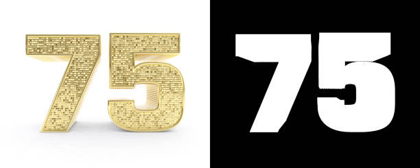 istock Golden number seventy five (number 75) on white background with drop shadow and alpha channel. 3D illustration 1019375026