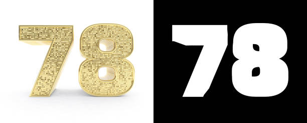 istock Golden number seventy eight (number 78) on white background with drop shadow and alpha channel. 3D illustration 1019375170