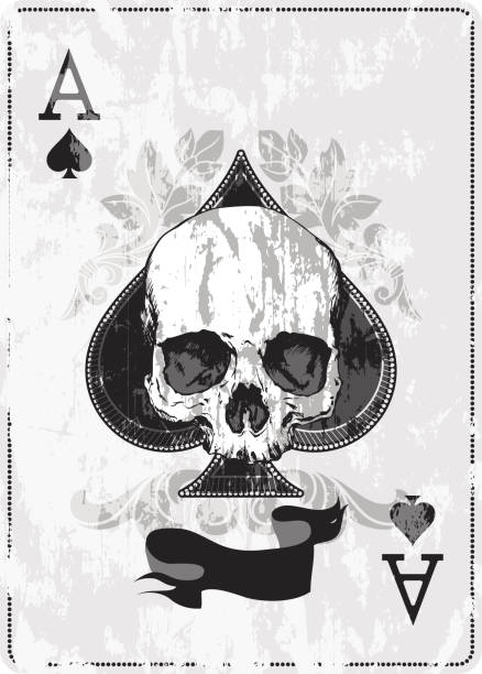 Ace of spades with skull Ace of spades with skull ace stock illustrations