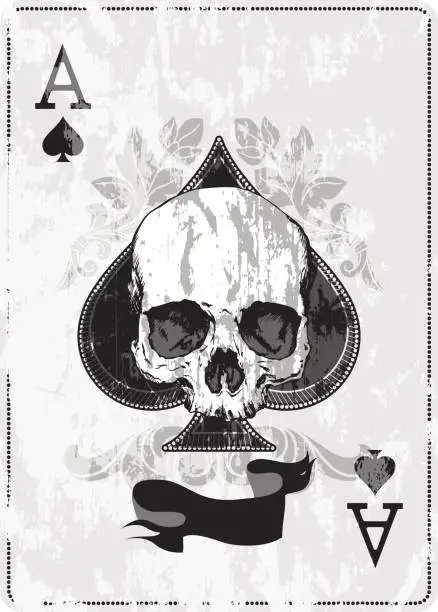 Vector illustration of Ace of spades with skull