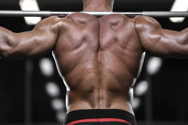 istock Handsome strong bodybuilder athletic men pumping up muscles with dumbbells 1019379676