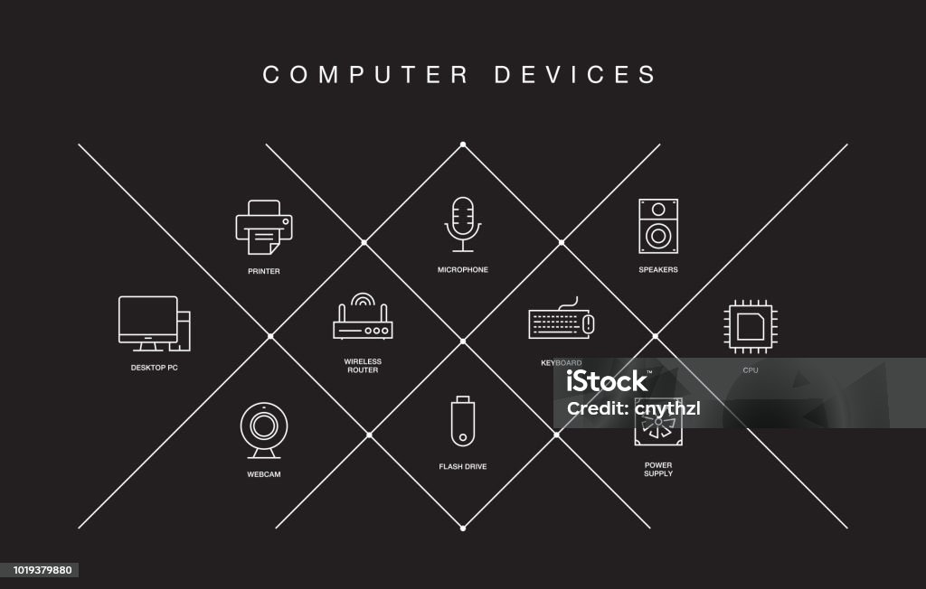 Computer and Electronic Devices Line Icons Business stock vector