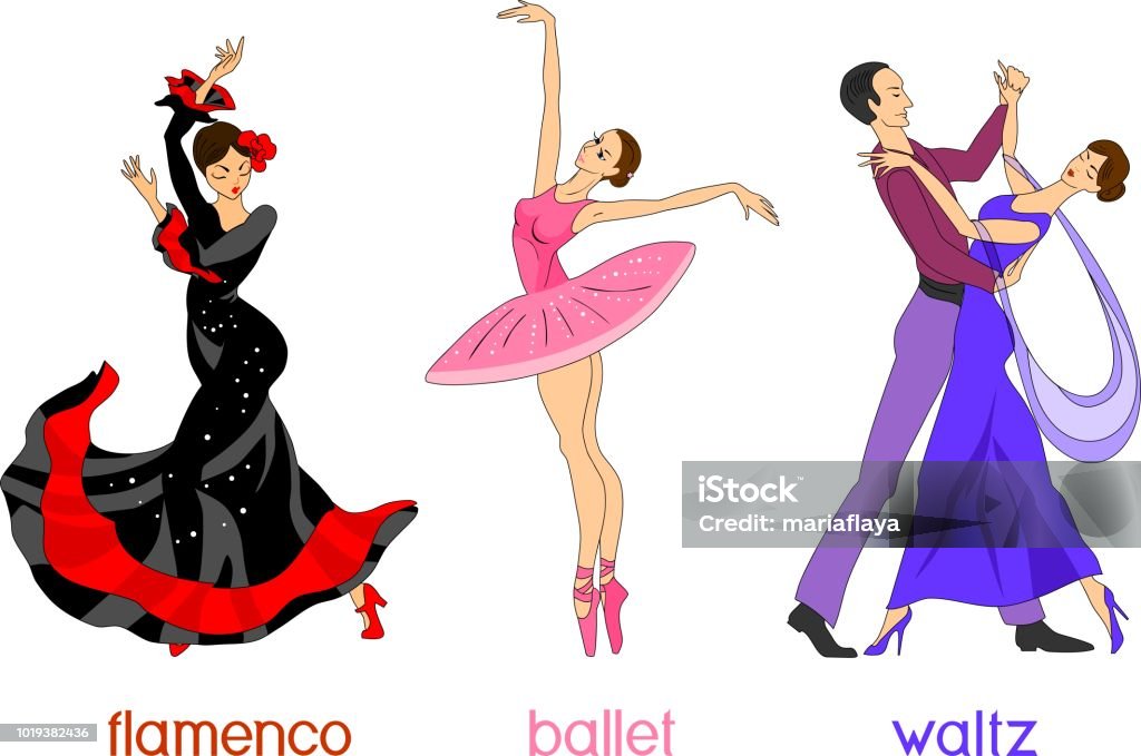 Ilustración de Tres Diferentes Estilos De Danza En Estilo De Dibujos  Animados y más Vectores Libres de Derechos de Adulto - iStock