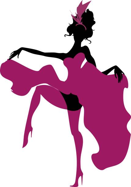 ilustrações de stock, clip art, desenhos animados e ícones de silhouette of cancan dancer - showgirl