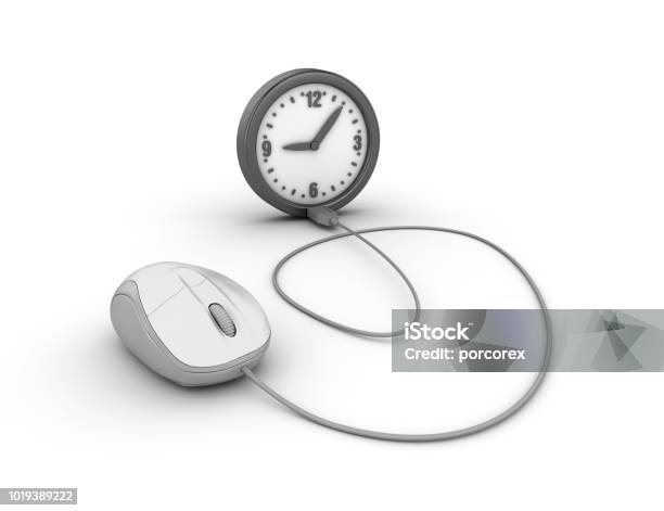 Mouse With Clock Wall Clock With Computer Mouse 3d Rendering Stock Photo - Download ...