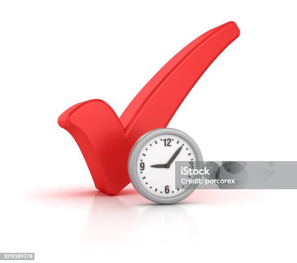 Clock Check Image Check Mark With Clock 3d Rendering Stock Photo - Download Image Now ...