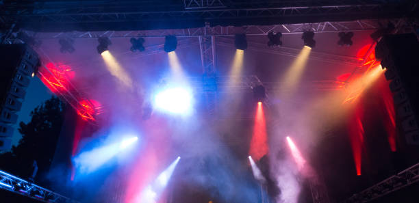 istock Stage lights in the disco club 1019392798