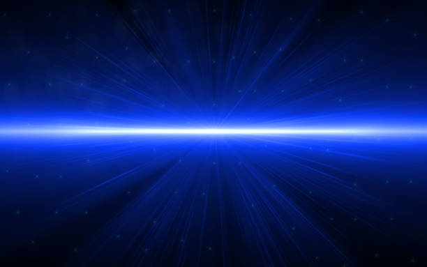 istock Beautiful blue digital lens flare in black background horizontal frame 1019392846