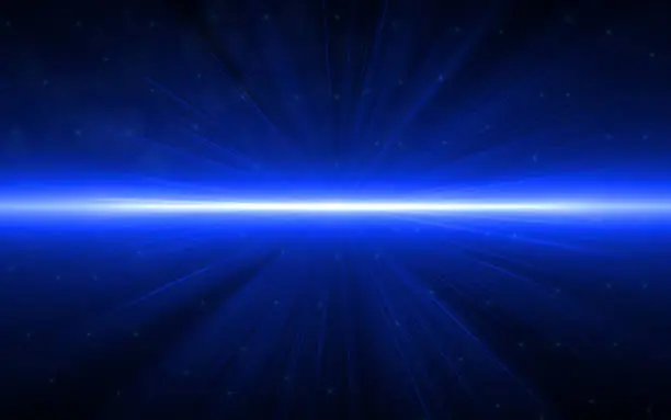 Photo of Beautiful blue digital lens flare in black background horizontal frame