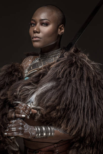 istock Beautiful black warrior princess 1019393268