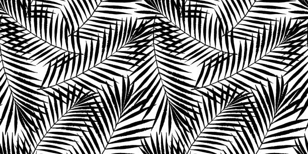 letnia tropikalna palma pozostawia bezszwowy wzór. wektor grunge design dla kart, stron internetowych, tła i produktu naturalnego. - flower backgrounds floral pattern dirty stock illustrations