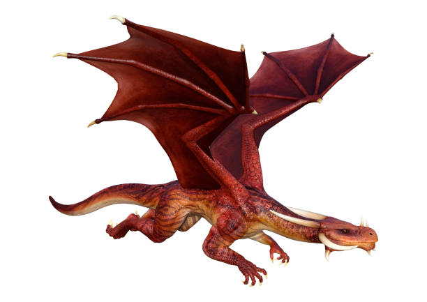istock 3D illustration red fairy tale dragon on white 1019403580
