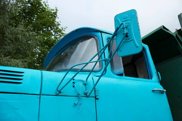 istock Cabin of an old Soviet truck with a big mirror 1019407084
