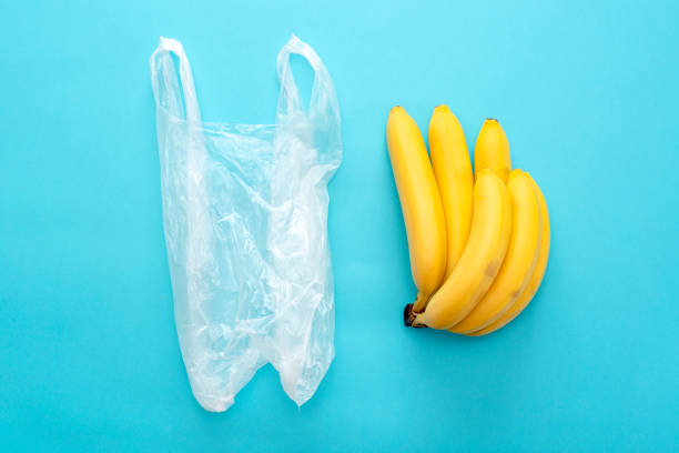 istock Yellow ripe fresh bananas and transparent plastic bag 1019407148