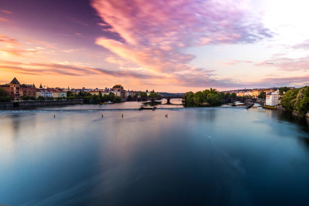 istock View of Vltava River and Prague at dawn 1019424482