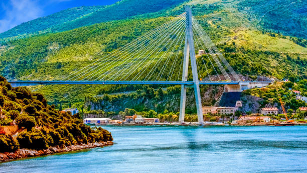 istock Suspension Bridge on Green Hills 1019424958