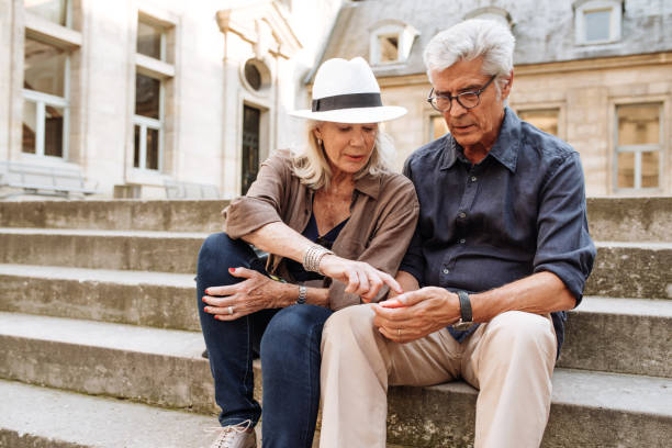istock Senior couple looking at the map 1019427852