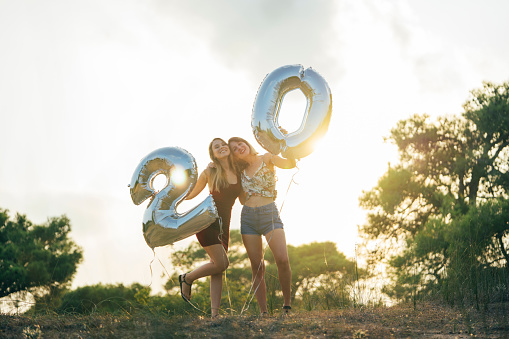 Two Women Friends Celebrates a Twenty Years Birthday