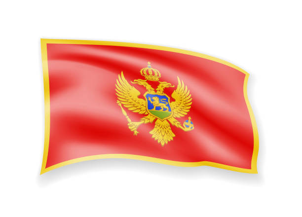 istock Waving Montenegro flag on white. Flag in the wind. 1019438362