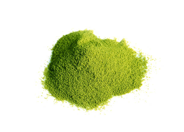 istock Powdered matcha green tea on white background. 1019441328