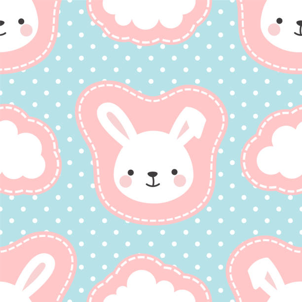nahtlose muster kaninchen hintergrund, bunny-vektor-illustration - easter rabbit baby rabbit mascot stock-grafiken, -clipart, -cartoons und -symbole