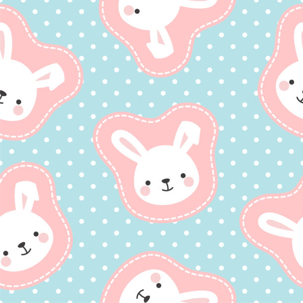 ilustraciones, imágenes clip art, dibujos animados e iconos de stock de conejo sin fisuras de fondo, ilustración vectorial de conejo - easter rabbit baby rabbit mascot