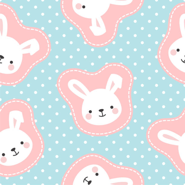 ilustrações, clipart, desenhos animados e ícones de coelho sem costura de fundo, ilustração vetorial de coelho - easter rabbit baby rabbit mascot