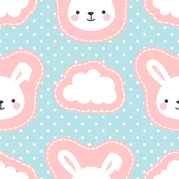 nahtlose muster kaninchen hintergrund, bunny-vektor-illustration - easter rabbit baby rabbit mascot stock-grafiken, -clipart, -cartoons und -symbole