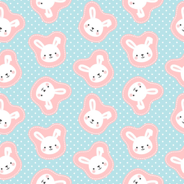 nahtlose muster kaninchen hintergrund, bunny-vektor-illustration - easter rabbit baby rabbit mascot stock-grafiken, -clipart, -cartoons und -symbole